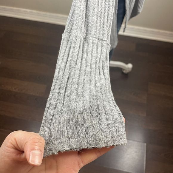 Free People Womens Ventura Oversized Top Tunic Small Gray Waffle Knit Distressed - Picture 5 of 10